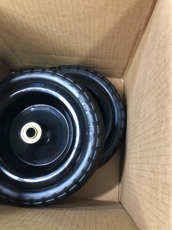 Photo 2 of (2-Pack) 13‘’ Tire for Gorilla Cart - Solid Polyurethane Flat-Free Tire and Wheel Assemblies - 3.15” Wide Tires with 5/8 Inch Axle Borehole and 2.1” Hub 13“ Wheels -2 Pack