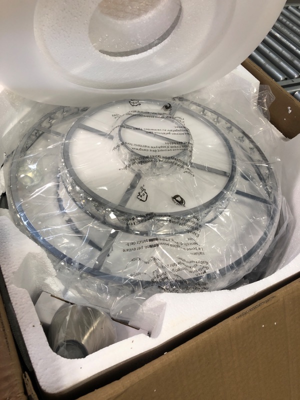 Photo 4 of YYEHON Modern Crystal Ceiling Fan with Lights and Remote Control, 42? LED Chandelier Fan with Retractable Blades, Quiet Indoor Use Fandelier for Bedroom Living Room Dining Room (Silver)