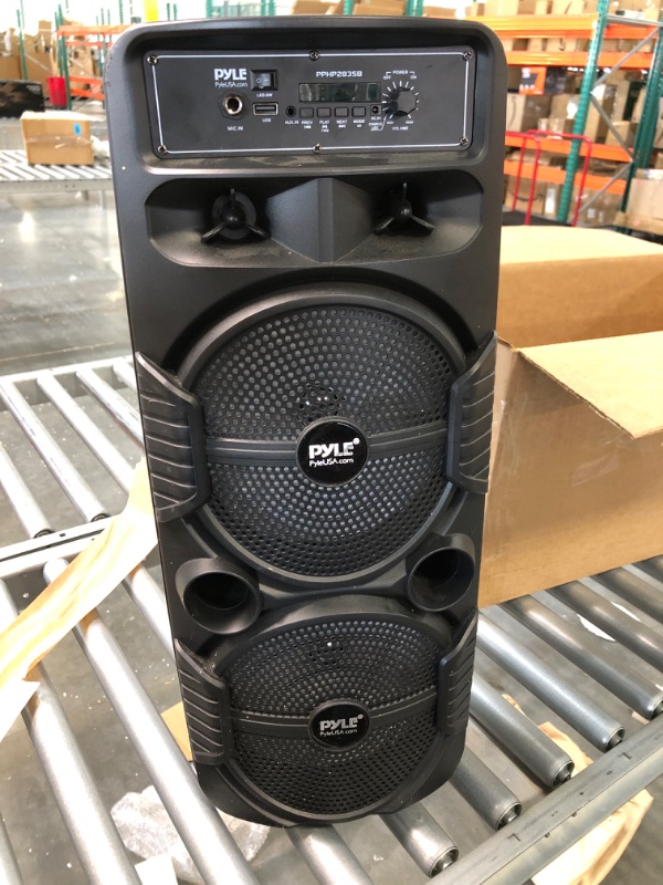 Photo 2 of Pyle Portable Bluetooth PA Speaker System - 600W Rechargeable Outdoor Bluetooth Speaker Portable PA System w/Dual 8” Subwoofer 