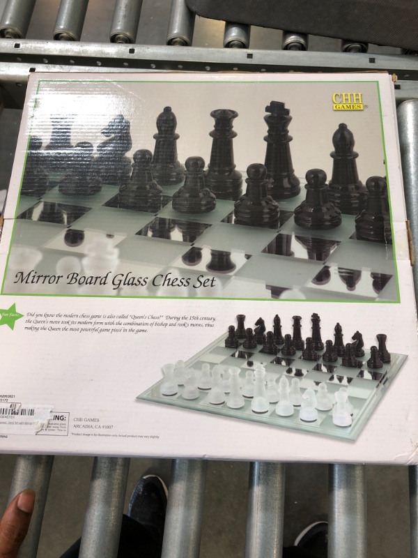 Photo 2 of Avant-Garde Black Frosted Glass Chess Set with Mirror Board