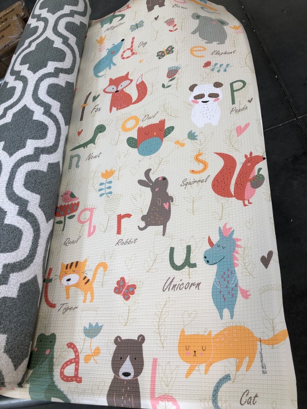 Photo 4 of Woodland Animal Baby Play Mat Washable Splat Mat Anti Slip Baby Crawling Mat Portable Foldable Playmat for Toddlers Infants Indoor Outdoor Activities