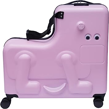 Photo 1 of Children's Ride On Trolley, Suitcase Portable Children's Travel Thickening Trolley Case, Waterproof Unisex Boys Girls Travel Suitcase kid Suitcase Rideable Carry On Luggage (Pink, 24 ")
