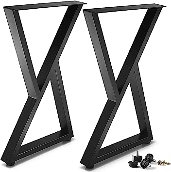 Photo 1 of 2pcs Heavy Duty Metal Table Legs?28''H*17.7''W Industrial Lron Furniture Legs with Adjustable Protector Feet, for Desk/Table,Black (Size : 28in)
