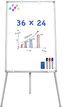 Photo 1 of  Whiteboard - Magnetic Portable Dry Erase Easel Board 36 x 24 Tripod Whiteboard Height Adjustable, 3' x 2' Flipchart  Stand White Board for Office or Teaching at Home & Classroom
