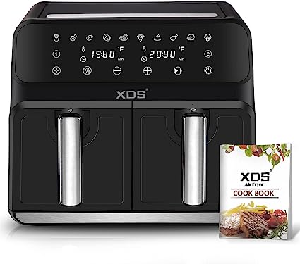 Photo 1 of XDS 10-in-1 Dual Basket Air Fryer, 8-qt Oilless Cooker for Roasting, Baking, Dehydrate, Reheating and more, 2 Independent Baskets, Digital Touchscreen, Dishwasher-Safe Basket
