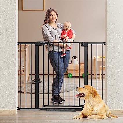 Photo 1 of ABOIL Extra Tall Dog Gates for The House 29-48 inches, 36inch Tall Metal Safety Auto-Close Baby Gates for Stairs Doorways, Easy Walk Thru Pressure Mounted Child Gate, Black