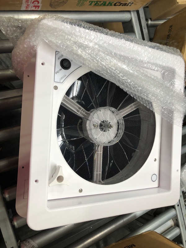 Photo 1 of Leisure Coachworks 14" x 14" RV Roof Vent Fan 12V Manual Riser Reversible Manual Lift with Smoked Lid