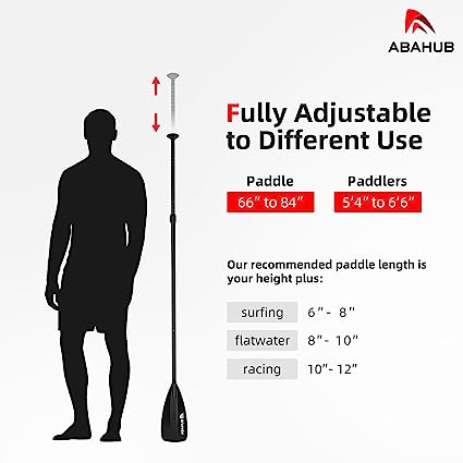 Photo 1 of Abahub 1 x 4 Section Carbon SUP Paddle/Kayak Oar, Adjustable Stand up Paddleboard Paddles, Lightweight Carbon Shaft Black/Blue/Green/Gray/Orange/Red Plastic Blade
