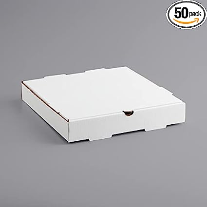Photo 1 of 12" x 12" x 2" White Corrugated Plain Pizza Box - 50/Bundle
