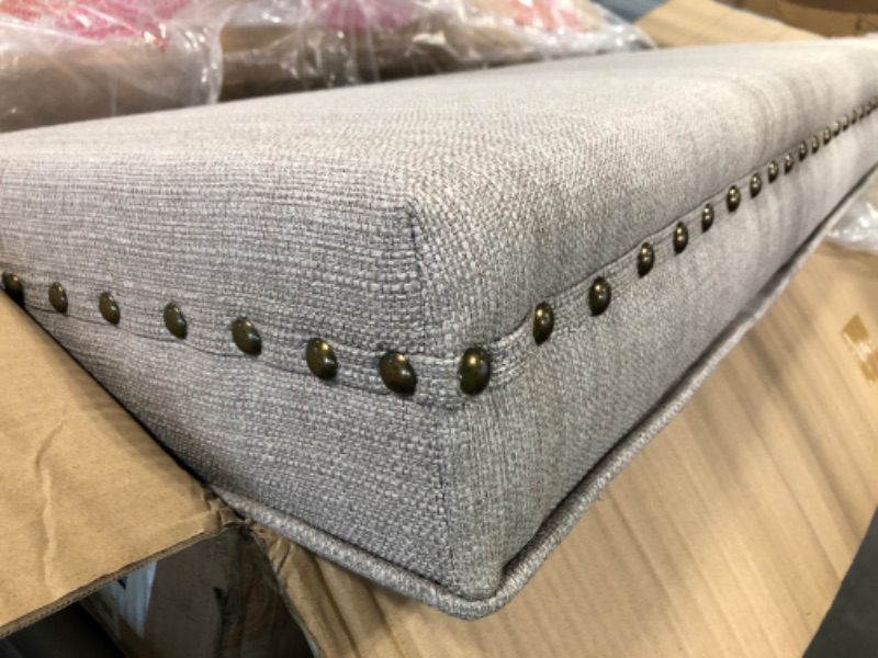 Photo 1 of 24KF Upholstered Linen Bed Bench with Nail Head Trim,Padded Tufted Bench - Linen 3-Bench Linen-bench