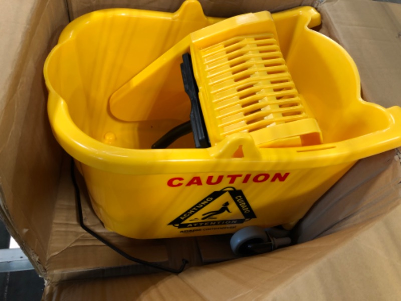 Photo 3 of AmazonCommercial Mop Bucket and Down Press Wringer Combo, 35-Quart, Yellow 35-Quart Down Press Wringer Combo