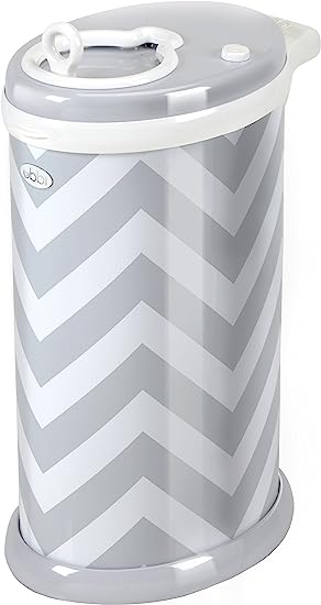 Photo 1 of Ubbi Steel Odor Locking, No Special Bag Required Money Saving, Awards-Winning, Modern Design, Registry Must-Have Diaper Pail, Gray Chevron
