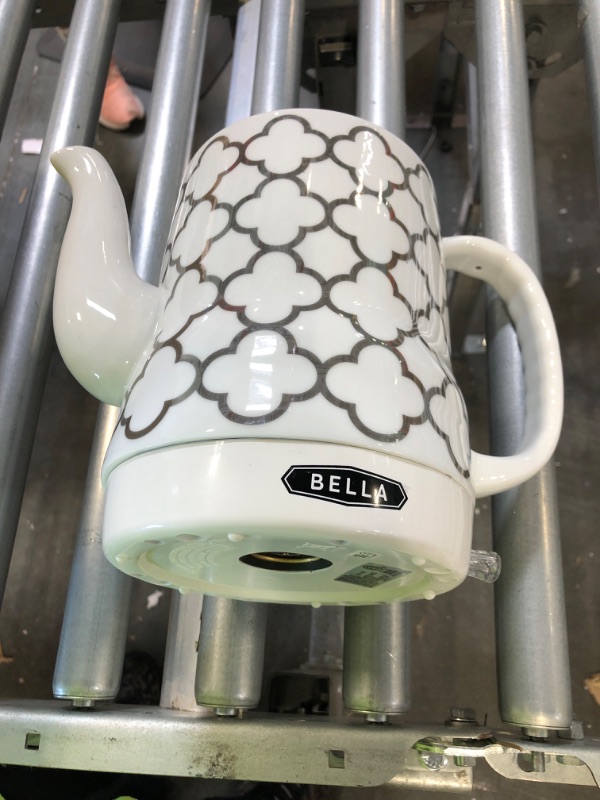 Photo 4 of BELLA Electric Ceramic Tea Kettle, Boil Water Quickly and Easily, Detachable Swivel Base & Boil Dry Protection, Carefree Auto Shut Off, 1.2 L, Silver Tile Pattern 1.2 LITER Silver Tile