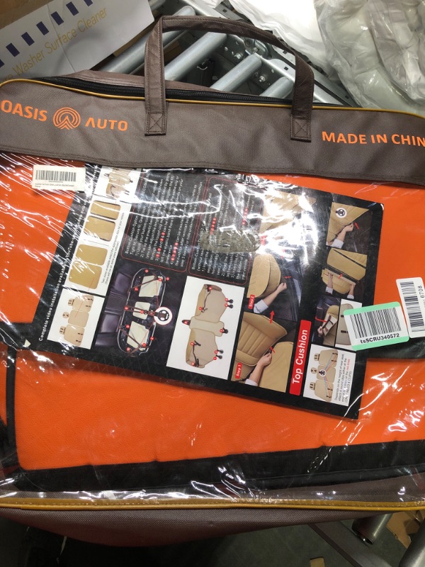 Photo 1 of OASIS AUTO Car Seat Covers Accessories Premium Nappa Leather Cushion Protector Universal Fit for Most Cars SUV Pick-up Truck, Automotive Vehicle Auto Interior Décor (OS-004 Orange) (ONLY BACK COVERS)  BLACK&ORANGE