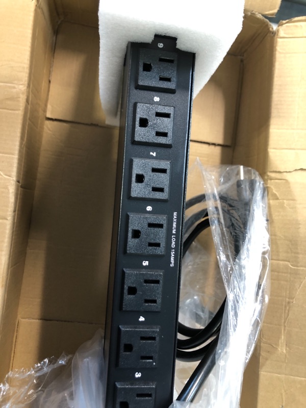 Photo 3 of PDU Power Strip Surge Protector - 150 Joules,9 Outlet Strips Surge Protector z - Heavy-Duty Electric Extension Cord Strip - 1U Rack Mount Protection Power Outlet Strip - 9 Front Switch - Pyle PDBC70 With Power Switches Protector