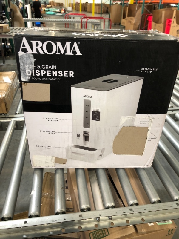 Photo 2 of Aroma Housewares 27lbs Large Rice Dispenser, 7.25 x 16.5 x 16.5 inches, White