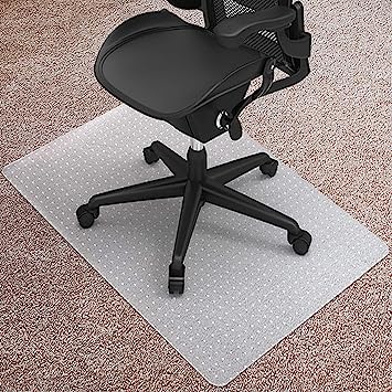 Photo 1 of Kuyal Desk Chair Mat for Carpet, 30'' x 48'' Rectangle Transparent Mats for Chairs Good for Desks, Office and Home, Easy Glide, Protects Floors for Low and No Pile Carpeted Floors

