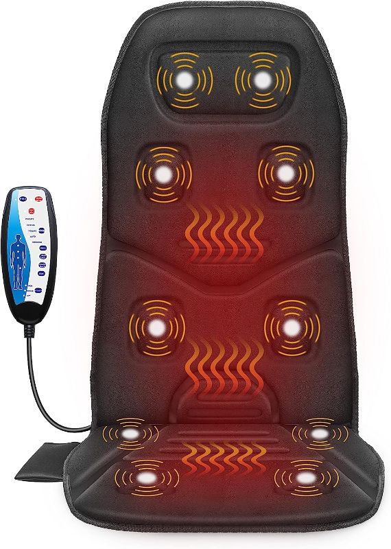 Photo 1 of COMFIER Massage Seat Cushion with Heat - 10 Vibration Motors Seat Warmer, Back Massager for Chair, Massage Chair Pad for Back Ideal Gifts for Women,Men Black