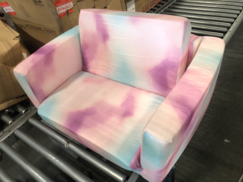 Photo 3 of Delta Children Cozee Flip-Out Sofa - 2-in-1 Convertible Sofa to Lounger for Kids, Pink Tie Dye
