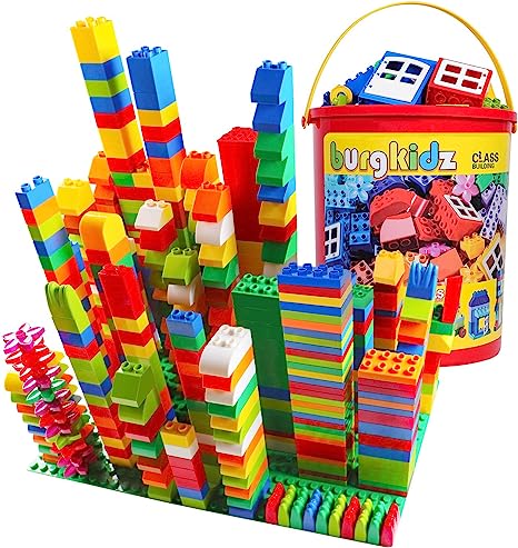 Photo 1 of Big Building Block Set - 214 Pieces Toddler Educational Toy Classic Large Size Building Block Bricks - 13 Fun Shapes and Storage Bucket - Compatible with All Major Brands Bulk Bricks Set for All Ages 214 Pcs Building Blocks