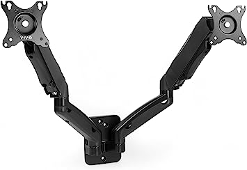 Photo 1 of VIVO Height Adjustable Pneumatic Extended Arm Dual Monitor Wall Mount Full Motion Articulating, Fits 2 Screens 17 to 27 inches, Black, MOUNT-V002G
