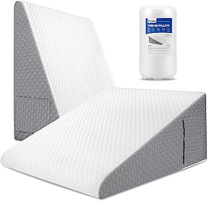 Photo 1 of Forias Wedge Pillows 12" Bed Wedge Pillow for Sleeping Acid Reflux After Surgery Triangle Pillow Wedge for Sleeping Gerd Snoring, Air Layer Wedge Cover|Memory Foam Top
