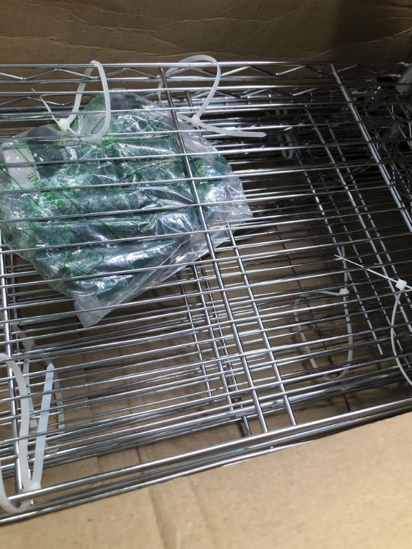 Photo 1 of Adjustable NSF-Certified Metal Shelf Wire Shelving Unit Storage for Small Places Restaurant Garage Pantry Kitchen Garage Rack (Chrome, 21.5L x 11.6W x 47.6H) 21.5L x 11.6W x 47.6H Chrome