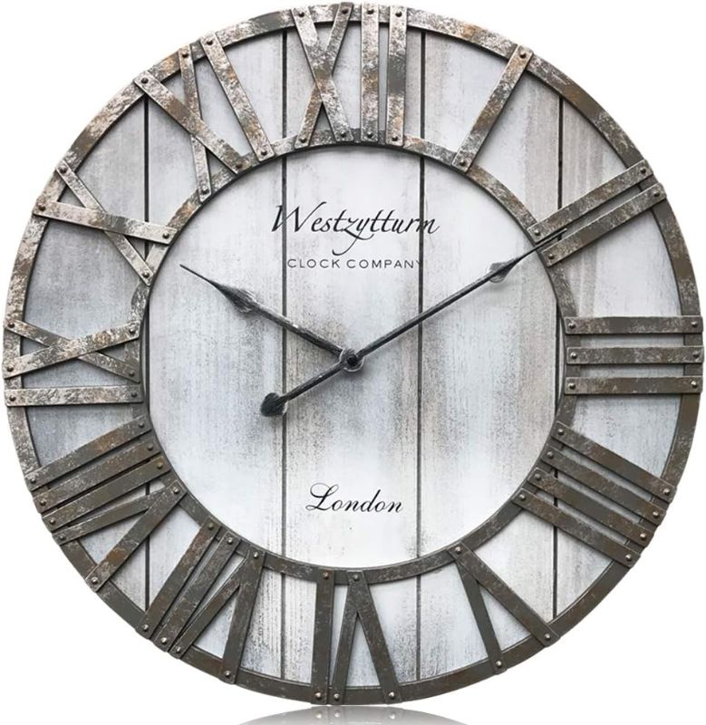 Photo 1 of 
Westzytturm Wood Wall Clock 18 inch Farmhouse Wooden Clock Rustic Large Wall Clock with Roman Numerals Decorative Wall Clocks for Living Room,Kitchen,Office...
Color:Gray