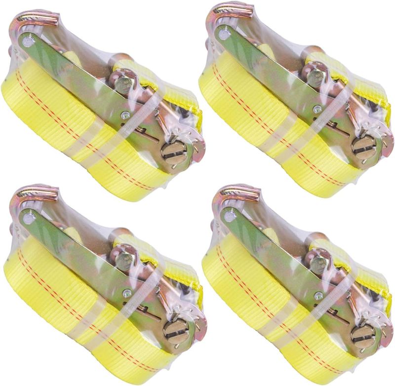 Photo 1 of Autofonder 4 Pack Ratchet Strap Heavy Duty -2" x 27' Ratchet Tie Down Straps,Cargo Straps for Moving Appliances, Lawn Equipment, Motorcycle in a Truck
