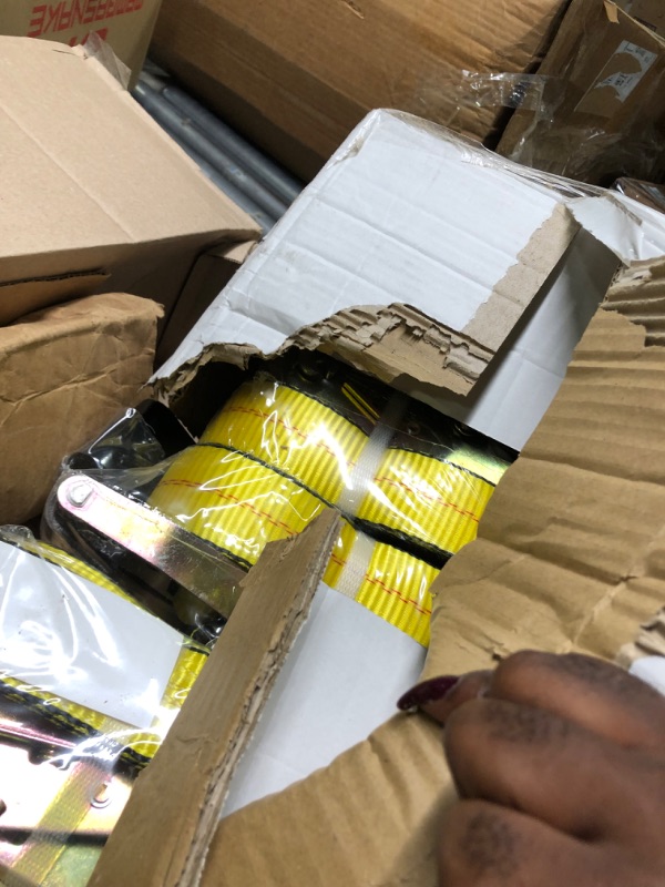 Photo 1 of Autofonder 4 Pack Ratchet Strap Heavy Duty -2" x 27' Ratchet Tie Down Straps,Cargo Straps for Moving Appliances, Lawn Equipment, Motorcycle in a Truck
