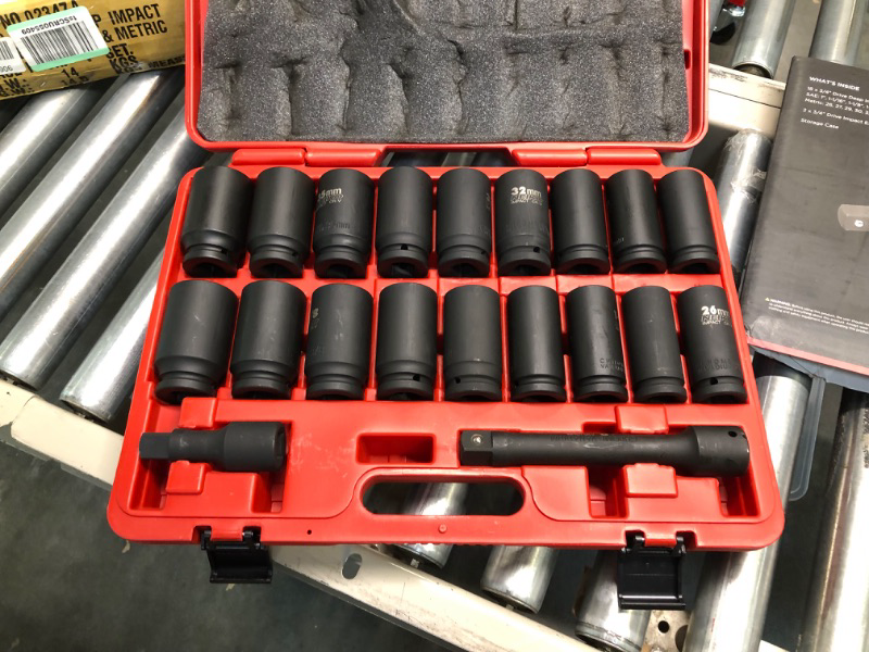 Photo 3 of NEIKO 02347A 3/4-in Drive Socket Set, Master 20-Piece SAE and Metric Socket Set, Extension Bars Included & 30249A 5 Piece Impact Socket Adapter Set, 1/4, 3/8, 1/2" Cr-V Steel Impact Driver