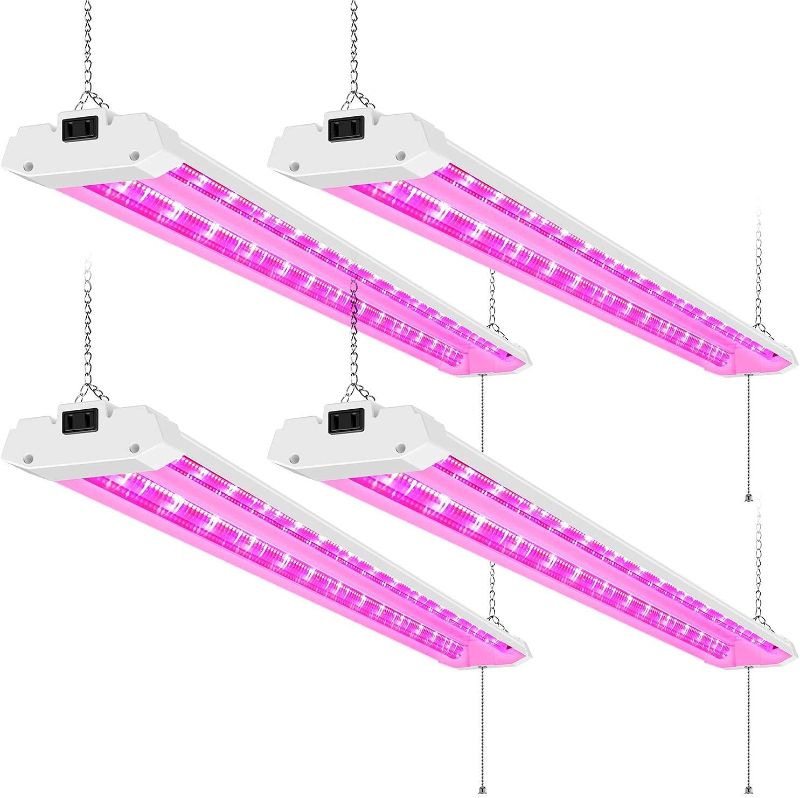 Photo 1 of AntLux 4FT LED Grow Lights 50W Full Spectrum Integrated 4 Foot Growing Lamp Fixtures for Greenhouse Hydroponic Indoor Plant Seedling Veg and Flower, Plug in, on/Off Pull Chain Included, 4 Pack