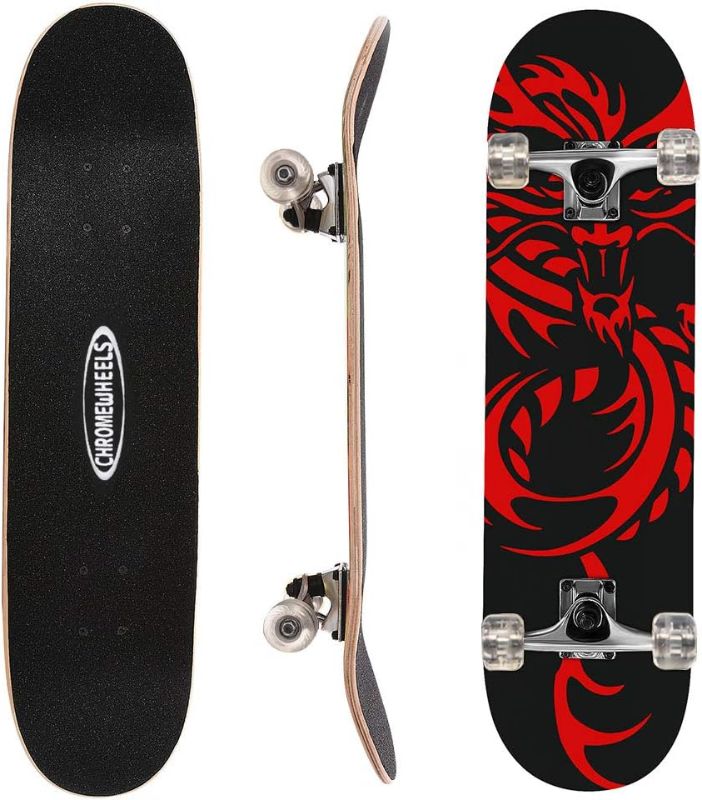 Photo 1 of  32 inch Skateboard Double Kick Skate Board Cruiser Longboard 8 Layer Maple Deck Skateboards for Kids and Beginners