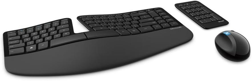 Photo 1 of Microsoft Sculpt Ergonomic Wireless Desktop Keyboard and Mouse - Black. Wireless , Comfortable, Ergonomic Keyboard and Mouse Combo with Split Design and Palm Rest.