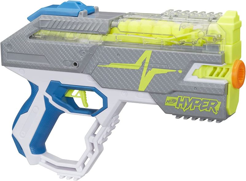 Photo 1 of NERF Hyper Rush-40 Pump-Action Blaster, 30 Hyper Rounds, Up to 110 FPS Velocity, Easy Reload, Holds Up to 40 Rounds