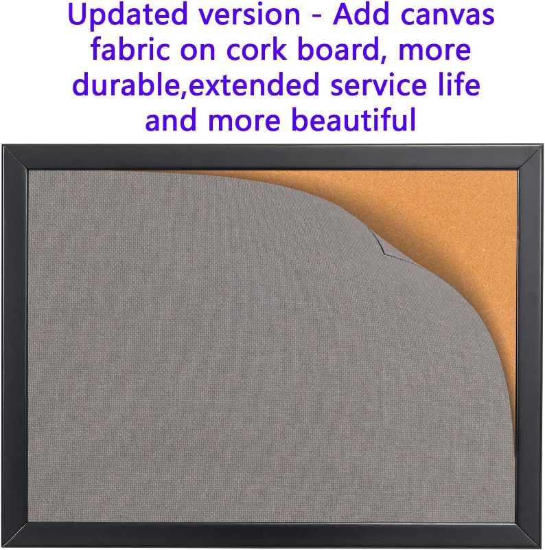 Photo 1 of Bulletin Board 36 x 48 Inch, 100% Wood Framed Canvas Cork Board with Grey Fabric, Wall Mounted Notice Board for Home Office School