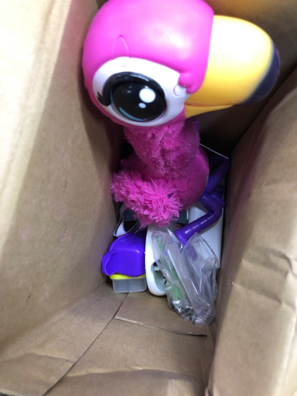 Photo 3 of Little Live Pets Gotta Go Flamingo Value Pack: Sherbet | Interactive Plush Toy That Eats, Sings, Dances, Poops and Talks. Bonus Food, Containers and Bib. Batteries Included. for Kids Ages 4+.