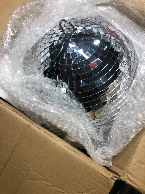 Photo 1 of 12" Disco Ball Mirror Ball Disco Party Decoration Stage Light Dj Light Effect Home Business Christmas Display Decoration Silver