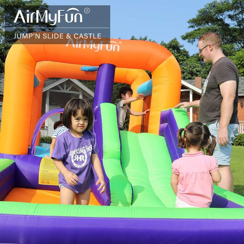 Photo 1 of AirMyFun Bounce House for Kids 5-12, Inflatable Bounce House with Slide, Jumping Bouncy House with Air Blower, Suitable for Playing Outdoor Garden with Ball Pit