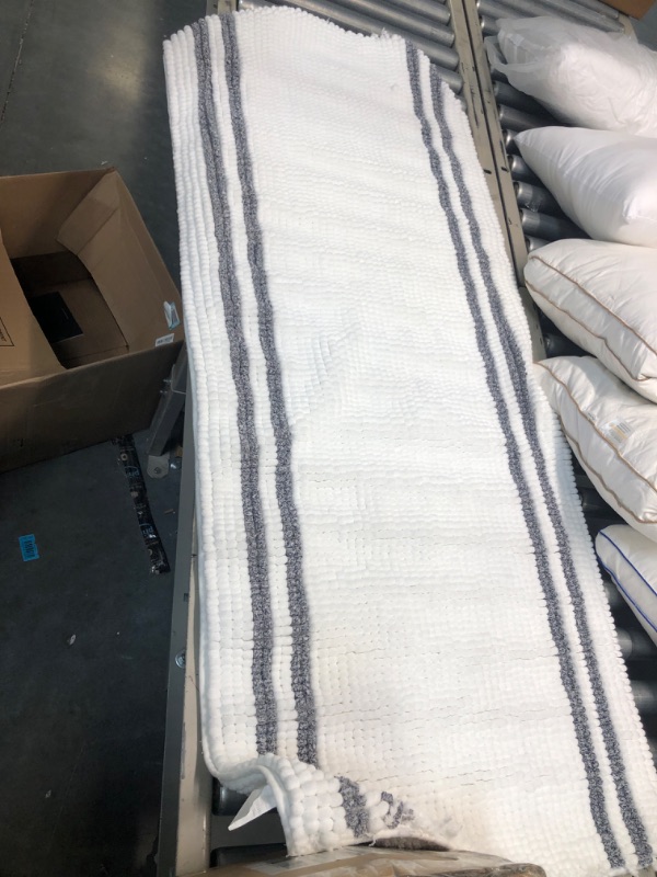 Photo 1 of 55x24 white amd grey striped rug
