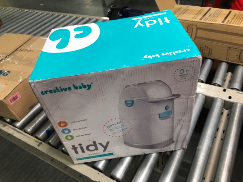 Photo 1 of Creative Baby Tidy Diaper Pail, Marble, Marble/Blue/Gray, One Size