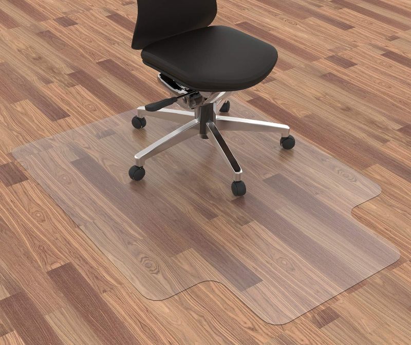 Photo 1 of HOMEK Office Chair Mat for Hardwood Floor, 48”x 36” Clear Floor Protector Mat for Office Chair, Vinyl Desk Chair Mat for Hard Floors, Easy Glide for Chairs