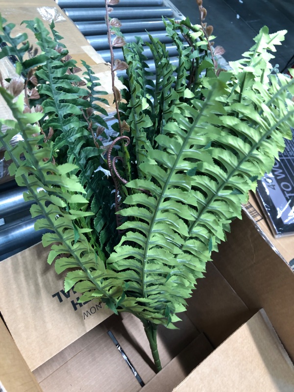 Photo 3 of Artificial Shrubs Artificial Boston Fern Plants Greenery Bushes Flower for House Office Garden Indoor Outdoor (37 Fronds Fern)