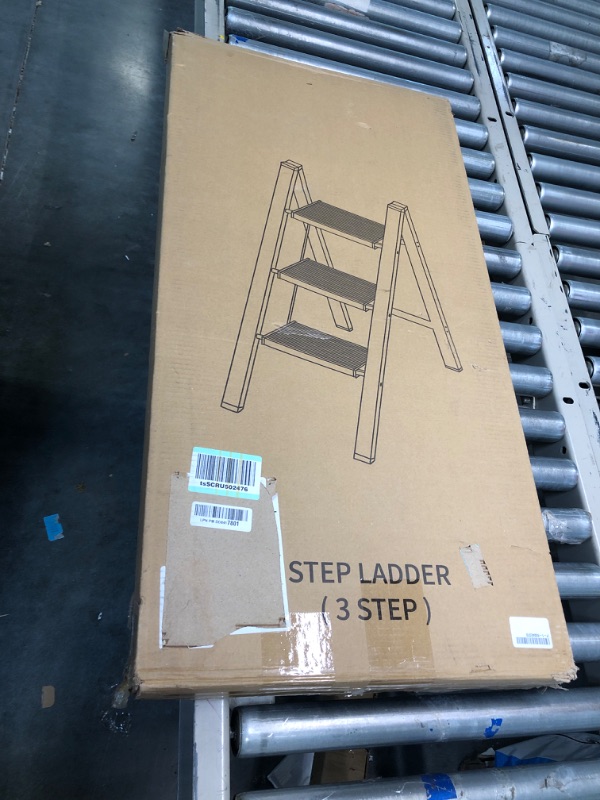 Photo 2 of 3 Step Ladder, Ladnamy Folding Step Stool with Wide Anti-Slip Pedal, Aluminum Lightweight Portable Step Stools for Adults, 330 IBS Capacity Multi-Use Ladder for Home Kitchen Cabinet, Woodengrain 3 Step Woodengrain