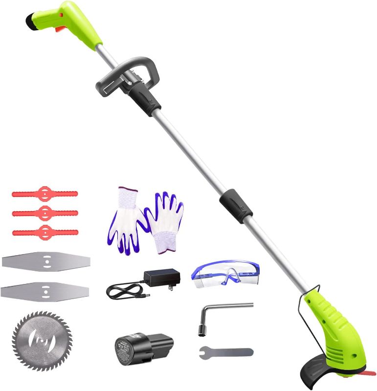 Photo 1 of Cordless Lawn Trimmer Weed Wacker - GardenJoy 12V Grass Trimmer Lawn Edger with 2.0Ah Li-Ion Battery Powered and Cutting Blade, Electric Weed Trimmer Tool for Garden and Yard [Missing battery and charger]