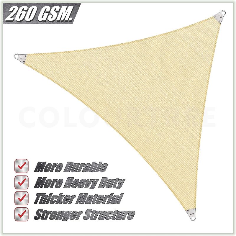 Photo 1 of ColourTree 16' x 16' x 16' Beige Triangle Sun Shade Sail Canopy Structure, Super Durable Heavy Duty