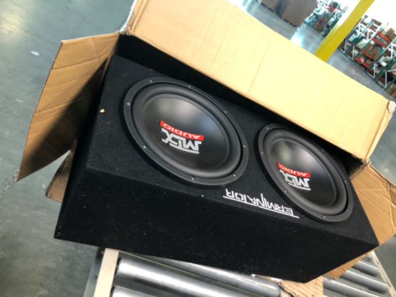 Photo 1 of MTX Audio Terminator Series TNE212D 1,200-Watt Dual 12-Inch Sub Enclosure & PAC SNI-35 Variable LOC Line Out Converter Dual 12" Subwoofer Enclosure Subwoofer 