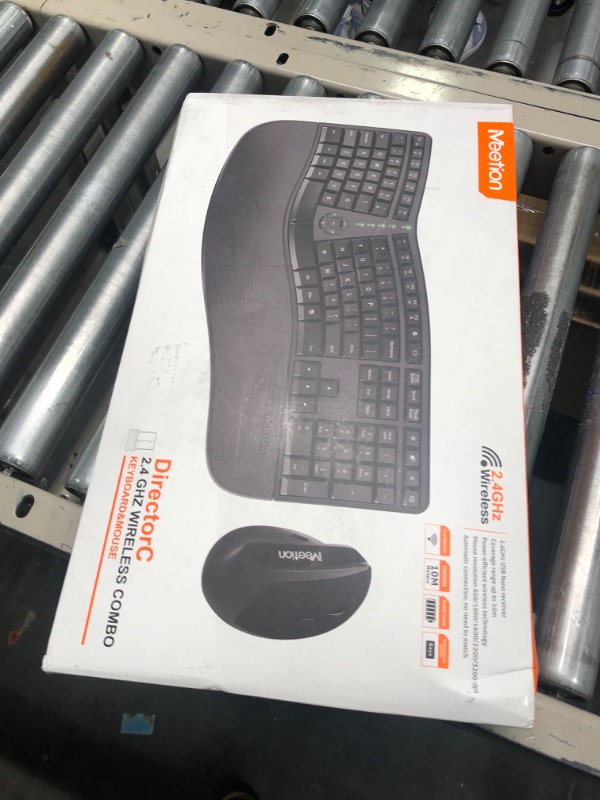 Photo 2 of MEETION Ergonomic Wireless Keyboard and Mouse, Ergo Keyboard with Vertical Mouse, Split Keyboard with Cushioned Wrist, Palm Rest, Natural Typing, Rechargeable, Full Size, Windows/Mac/Computer/Laptop