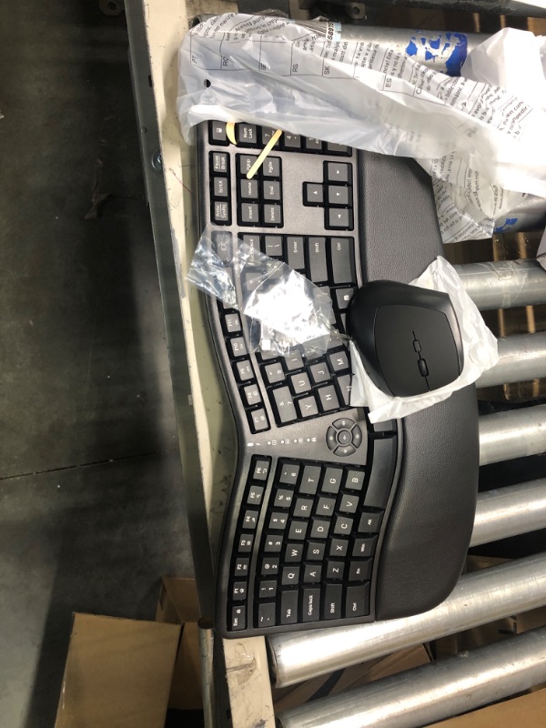 Photo 3 of MEETION Ergonomic Wireless Keyboard and Mouse, Ergo Keyboard with Vertical Mouse, Split Keyboard with Cushioned Wrist, Palm Rest, Natural Typing, Rechargeable, Full Size, Windows/Mac/Computer/Laptop