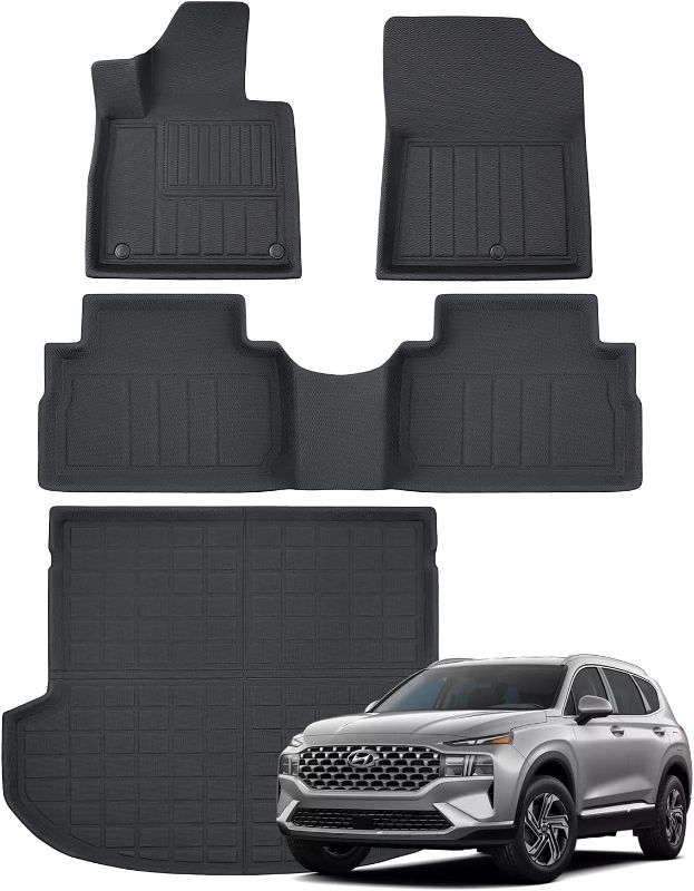 Photo 1 of BAMACAR for Hyundai Santa Fe Floor Mats 2023 2022 2021(4 Pack), All Weather Rubber for 2021 2022 2023 Hyundai Santa Fe Floor Mats Trunk Mat, for 2021 2022 2023 Hyundai Santa Fe Accessories